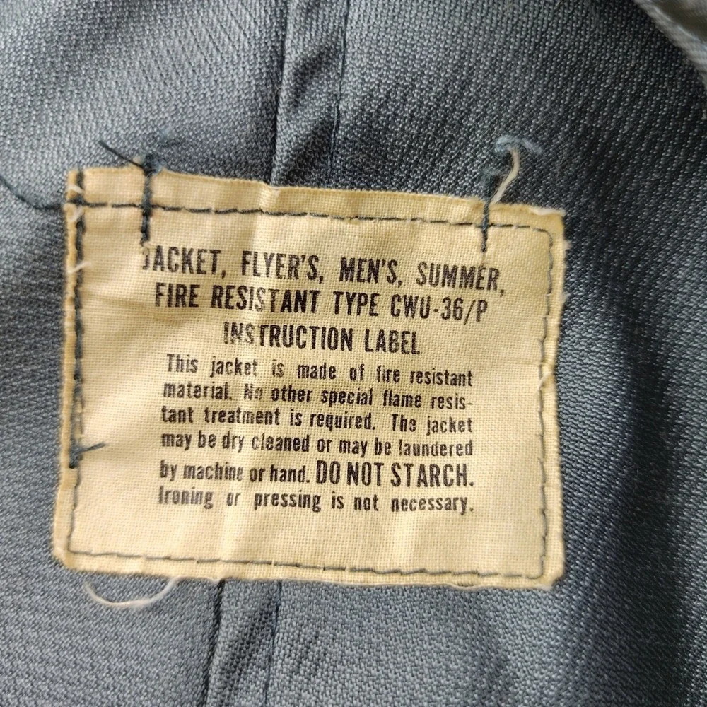 VTG 80s Military CWU-36/P Flyers Jacket Mens Large Green Fire Resistant Flight